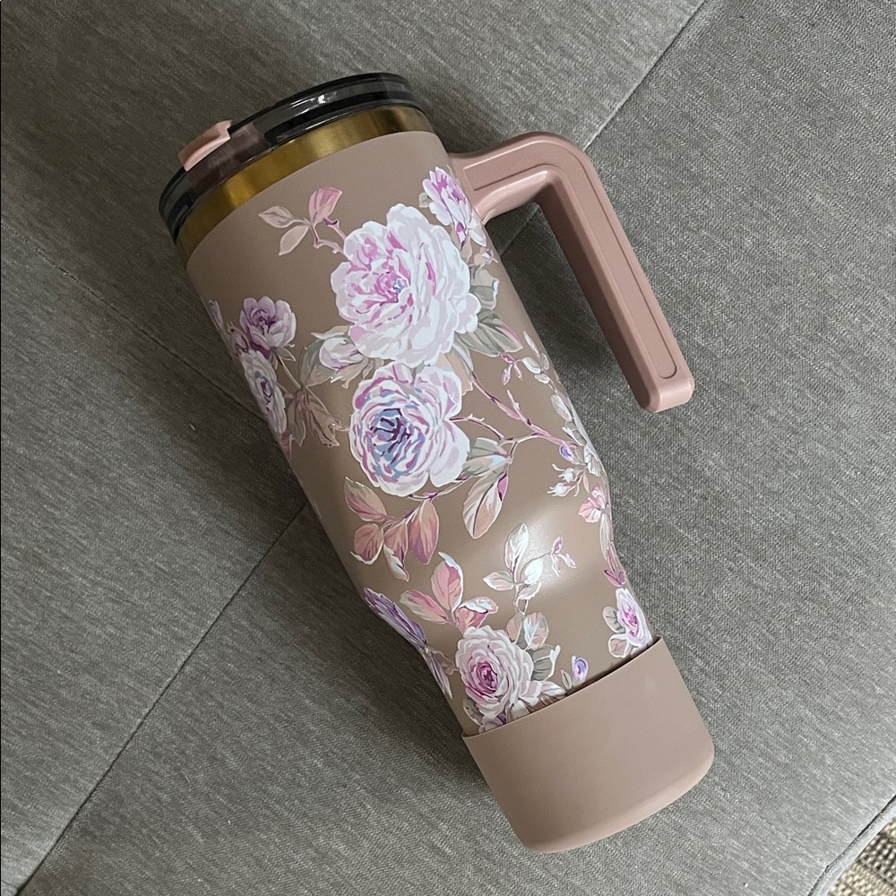 Floral Travel Mug with Handle